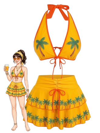 [Prevendita] Set Bikini Rosa Anni '60 Multistrato con Stampa Ciliegia