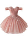 [Prevendita] Abito da Ballo Spalle Scoperte Floreale con Paillettes in Tulle Rosa Anni '50