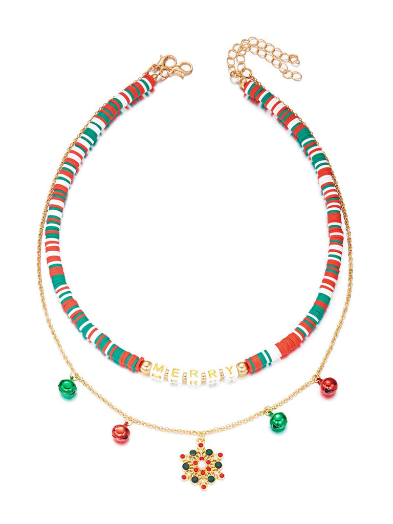 Collana natalizia con campanelle di perline a strati