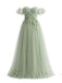 [Pre-Vendita] Abito Svasato con Spalle Scoperte in Maglia Floreale Verde Pallido Anni '30