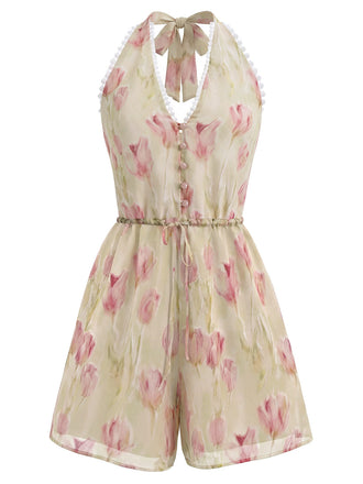[Pre-Vendita] Combishort con Lacci e Ornamento a Tulipano con Perline Rosa Anni '40 2