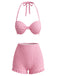 [Pre-Vendita] Set Bikini Halter Smock con Fragole Rosa Anni '50 4