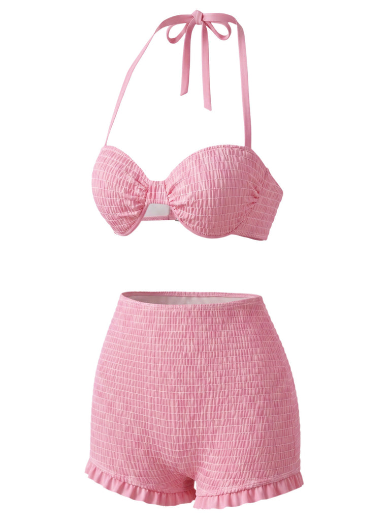 [Pre-Vendita] Set Bikini Halter Smock con Fragole Rosa Anni '50 5