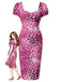 Peach Pink 1960s Leopard Print Swing Dress
