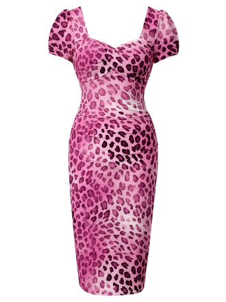 Peach Pink 1960s Leopard Print Swing Dress 2