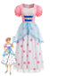 Abito Rosa Anni '40 a Pois Cosplay Bo Peep con Maniche a Sbuffo