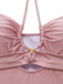 Rosa Costume da Bagno con Allacciatura al Collo Anello in Metallo e Incrocio Anni '40 4