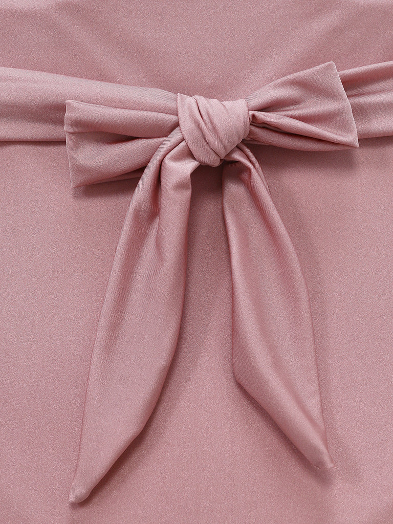 Rosa Costume da Bagno con Allacciatura al Collo Anello in Metallo e Incrocio Anni '40 7