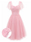 [Prevendita] Abito Rosa Anni '50 a Pois e Rete con Scollo a Cuore