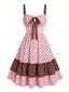 [Prevendita] Abito Rosa Anni '50 a Pois con Balze e Bretelle