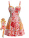 Mini Abito Allacciato Floreale Paisley Rosa Anni '70