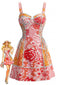 Abito Mini Rosa Anni '70 Floreale Paisley Allacciato