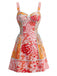 Mini Abito Allacciato Floreale Paisley Rosa Anni '70