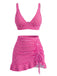 Set Tankini 3PCS con Volant Hem a Quadri Drawstring Anni '50 7