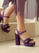 Sandali con Plateau Open Toe e Cinturino alla Caviglia con Tacco Blocco Viola 2