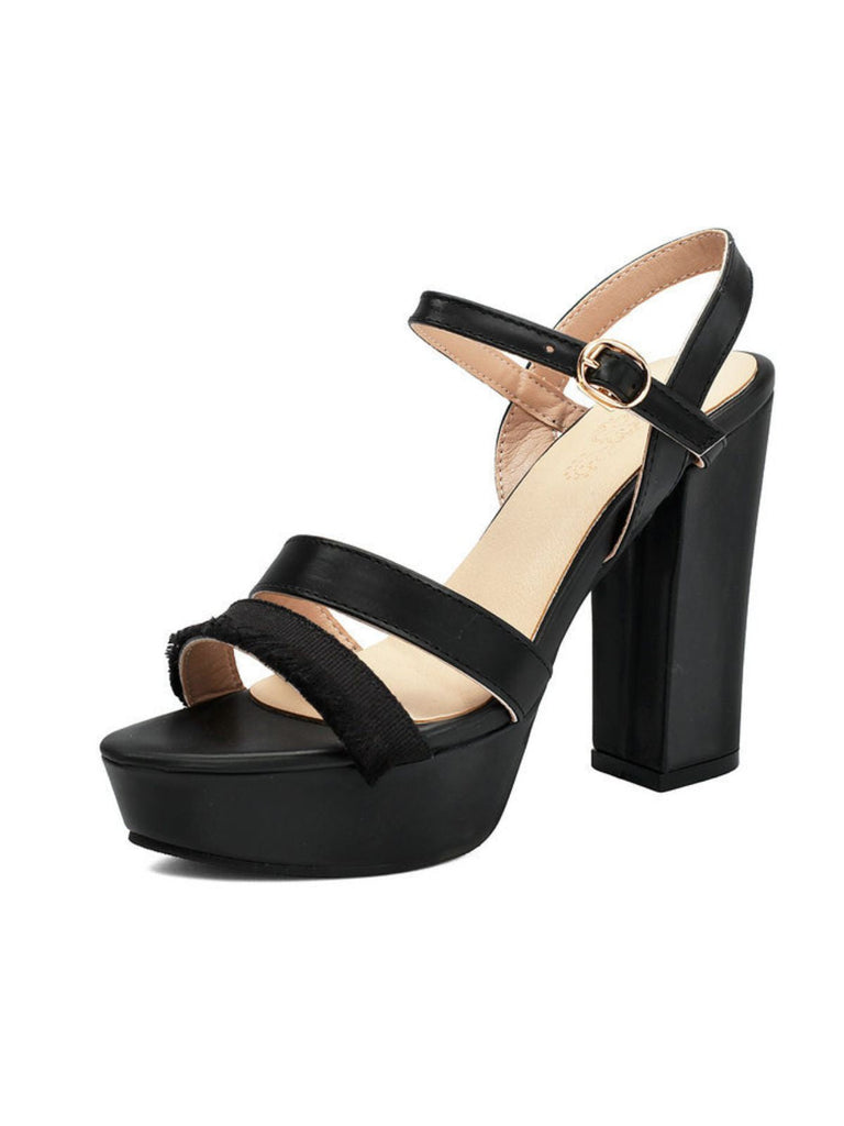 Sandali con Plateau Open Toe e Cinturino alla Caviglia con Tacco Blocco Viola 7