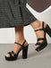 Sandali con Plateau Open Toe e Cinturino alla Caviglia con Tacco Blocco Viola 8