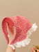 Foulard per Testa in Maglia Trasparente con Pompon e Pizzo Rosa