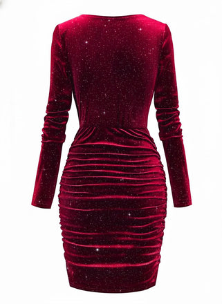 Abito in velluto a maniche lunghe con collo a cappuccio anni '60