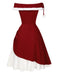 Red 1950s Christmas Plush Off-Shoulder Dress, vintage dress, retro fashion, rockabilly, pin-up fashion - perfect for women who love vintage and retro fashion