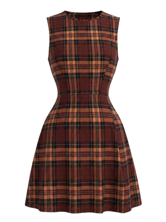 Red 1960s Round Neck Sleeveless Dress 3