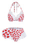 [Prevendita] Set Bikini Rosso Anni '50 Stampa Labbra in Pizzo Con Scollo All'americana