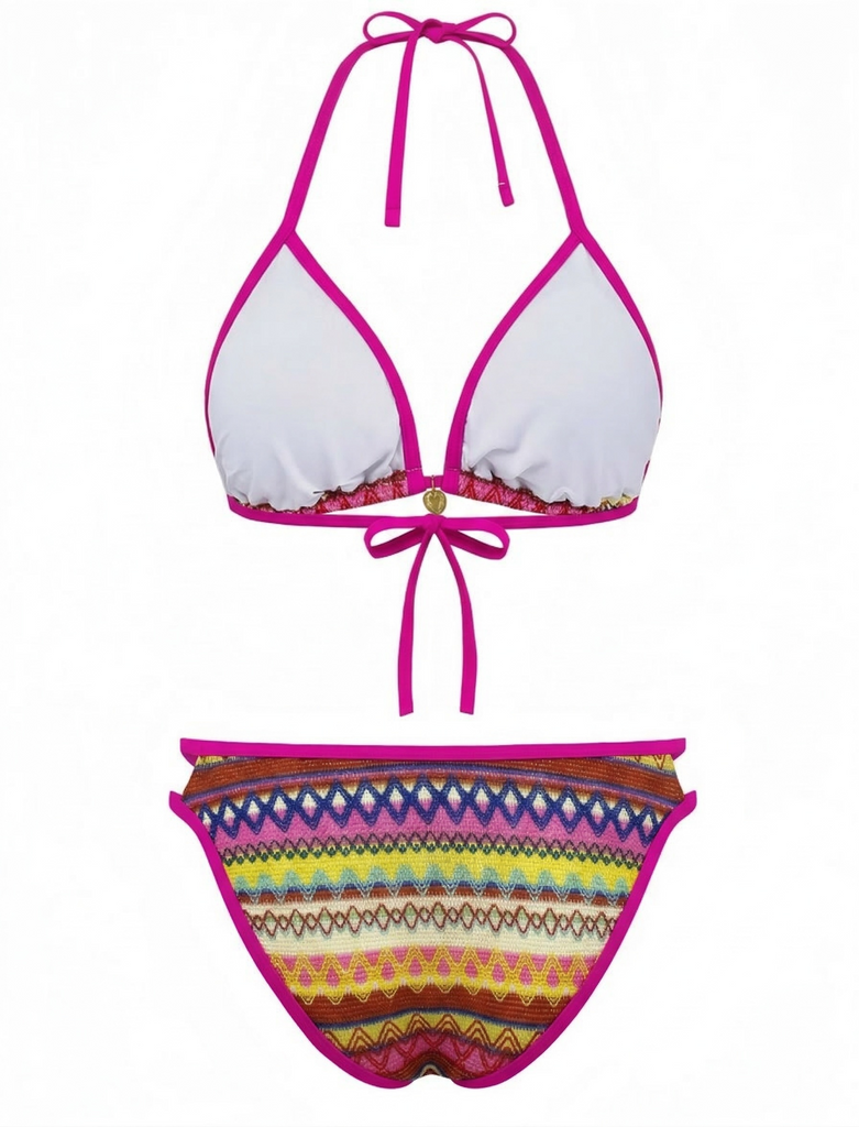 Set Bikini Bohémien Geometric in Maglia Halter Anni '70 11