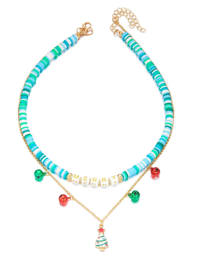 Collana natalizia con campanelle di perline a strati