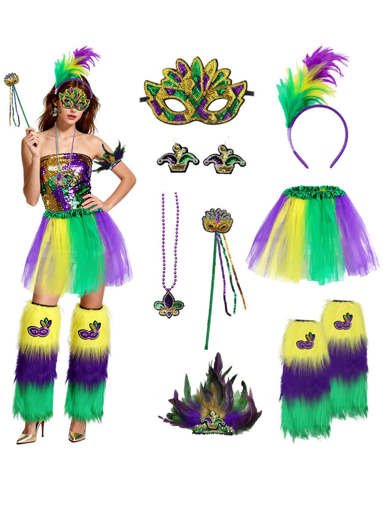 8PCS Set di accessori multicolor per feste di Carnevale