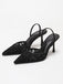 Vintage Black Pointed Toe Pizzo Slingback Pumps