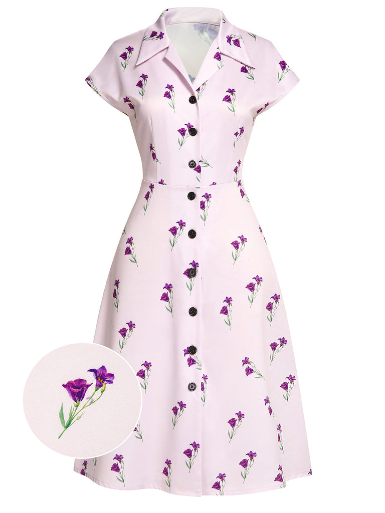 Abito con risvolto Petunia viola anni '40