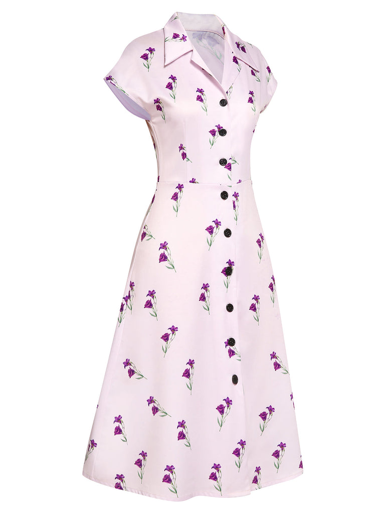 Abito con risvolto Petunia viola anni '40