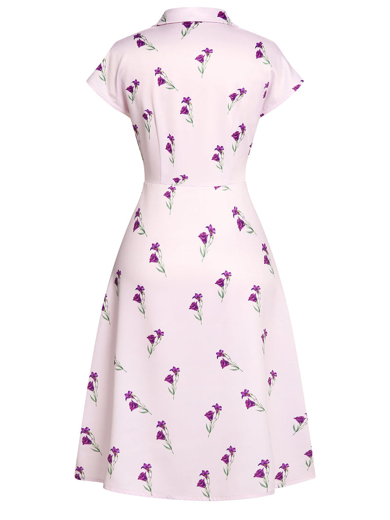 Abito con risvolto Petunia viola anni '40