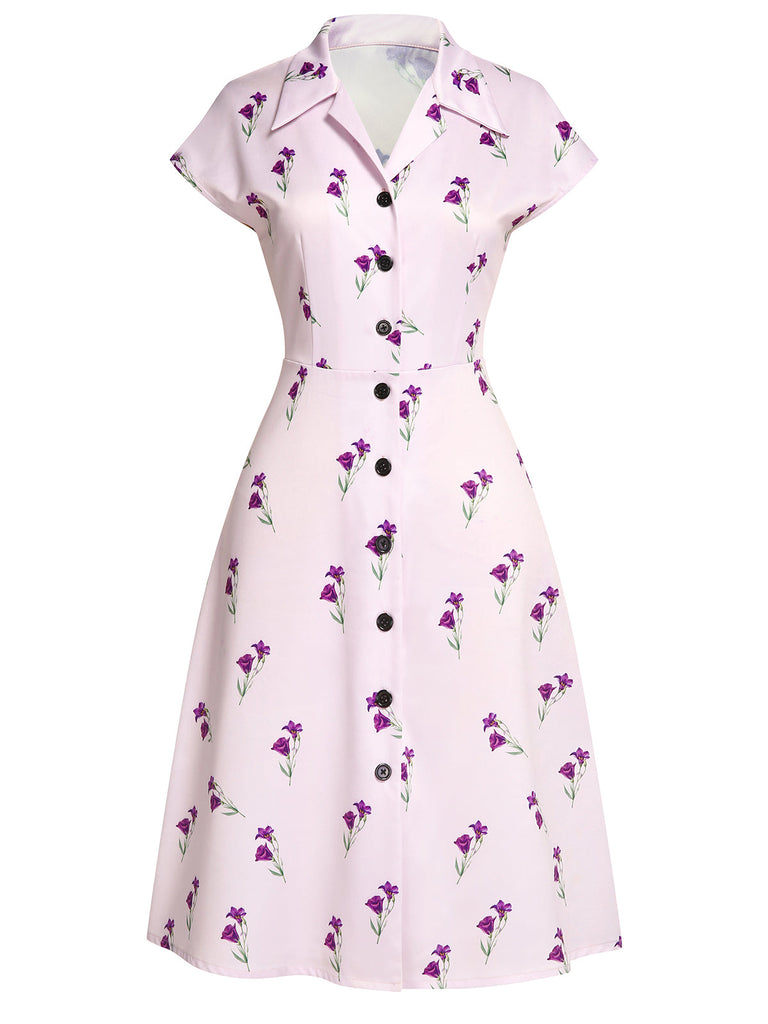 Abito con risvolto Petunia viola anni '40
