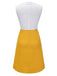 Abito patchwork fiocco bianco giallo anni '60
