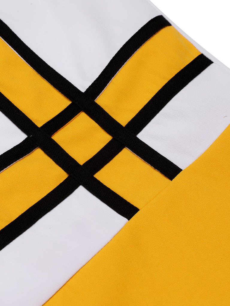 Abito patchwork fiocco bianco giallo anni '60