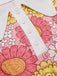 Abito patchwork fioreale a risvolto arancione anni '60