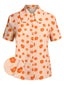 Camicia floreale a maniche corte arancione anni '60
