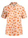 Camicia floreale a maniche corte arancione anni '60