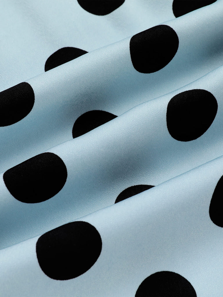 Abito a tubino a pois blu anni '60