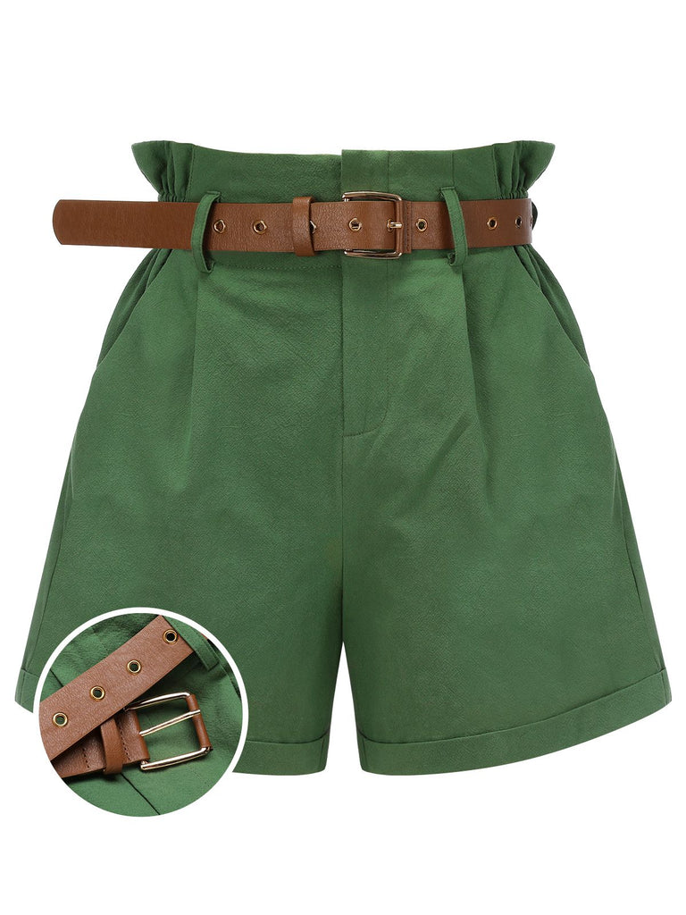Pantaloncini con cintura tinta unita verde scuro anni '60