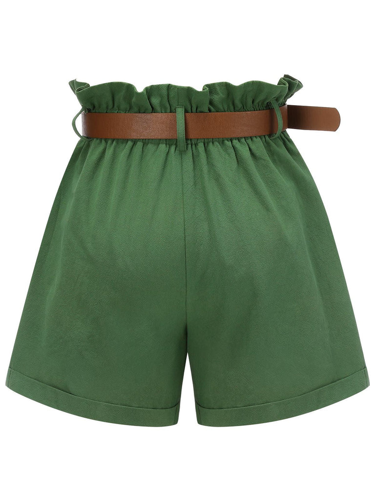 Pantaloncini con cintura tinta unita verde scuro anni '60