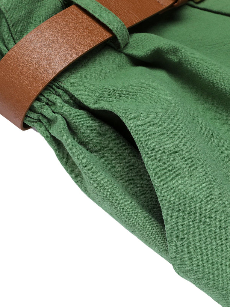 Pantaloncini con cintura tinta unita verde scuro anni '60