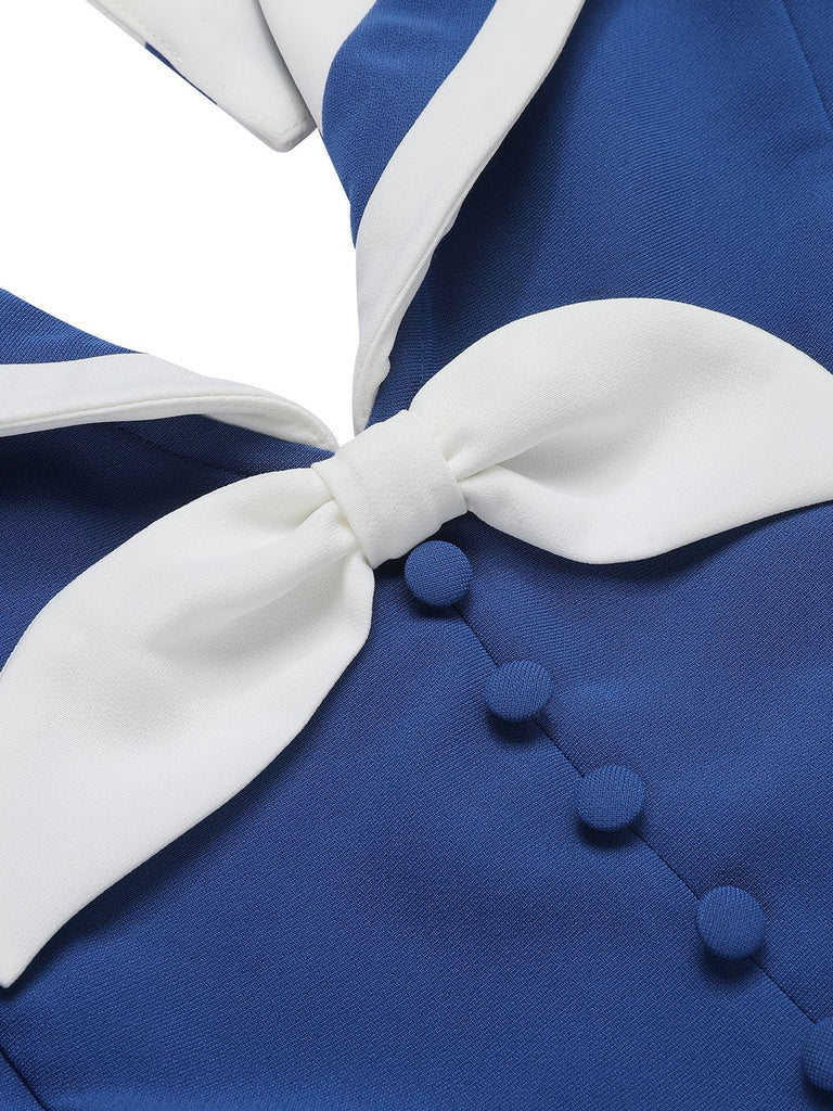 Tuta corta scollo all'americana e patchwork blu navy anni '50