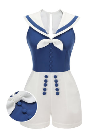 Tuta corta scollo all'americana e patchwork blu navy anni '50