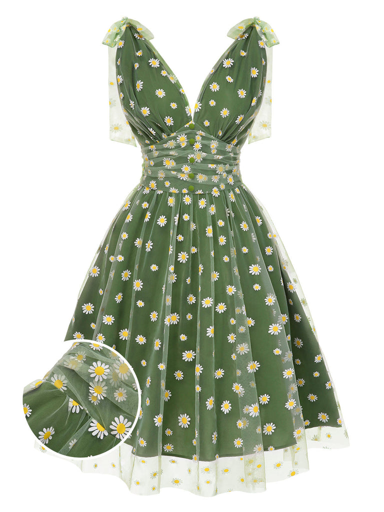 [Pre-Vendita] Abito Blu Daisy in Rete Svasato Anni '50 2