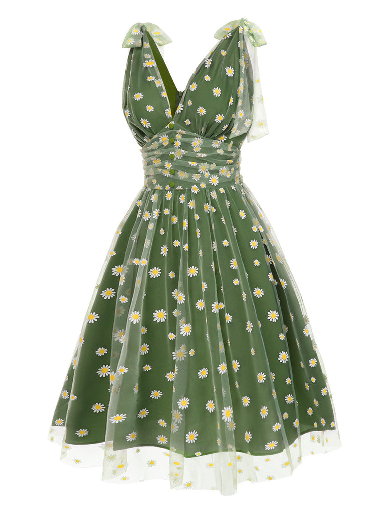 [Pre-Vendita] Abito Blu Daisy in Rete Svasato Anni '50 4