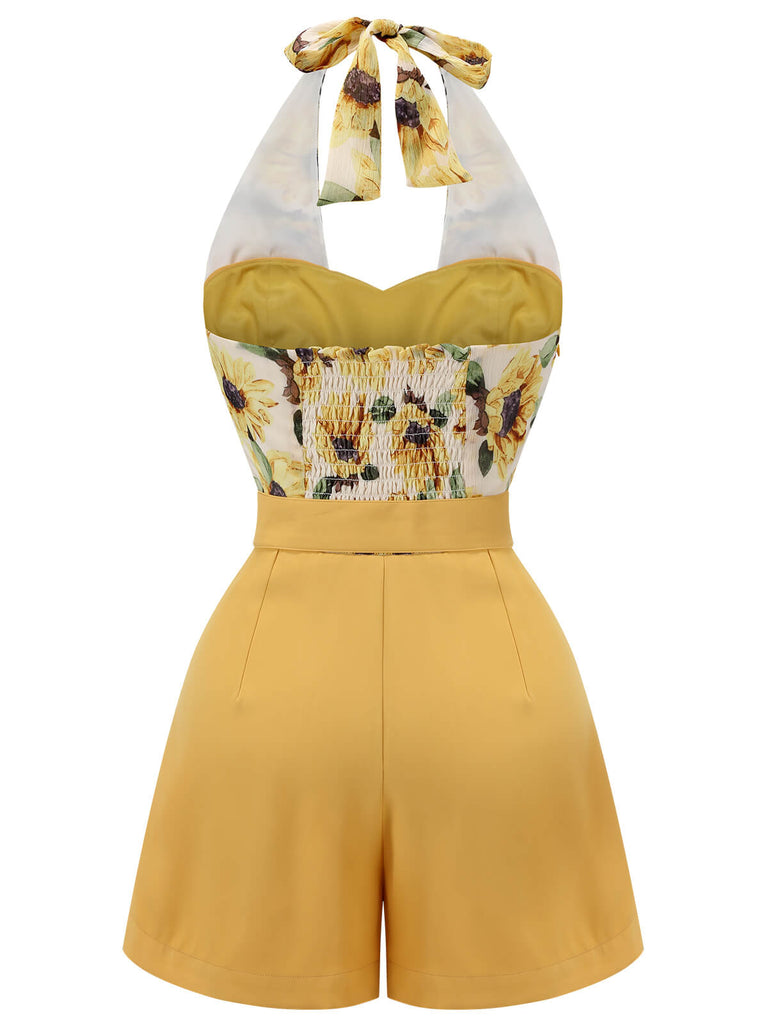 Tuta corta giallo girasoli Halter anni '50