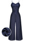 Tuta da cowboy con spalline sottili blu navy anni '30