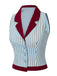 Camicetta a righe senza maniche con patchwork blu anni '50